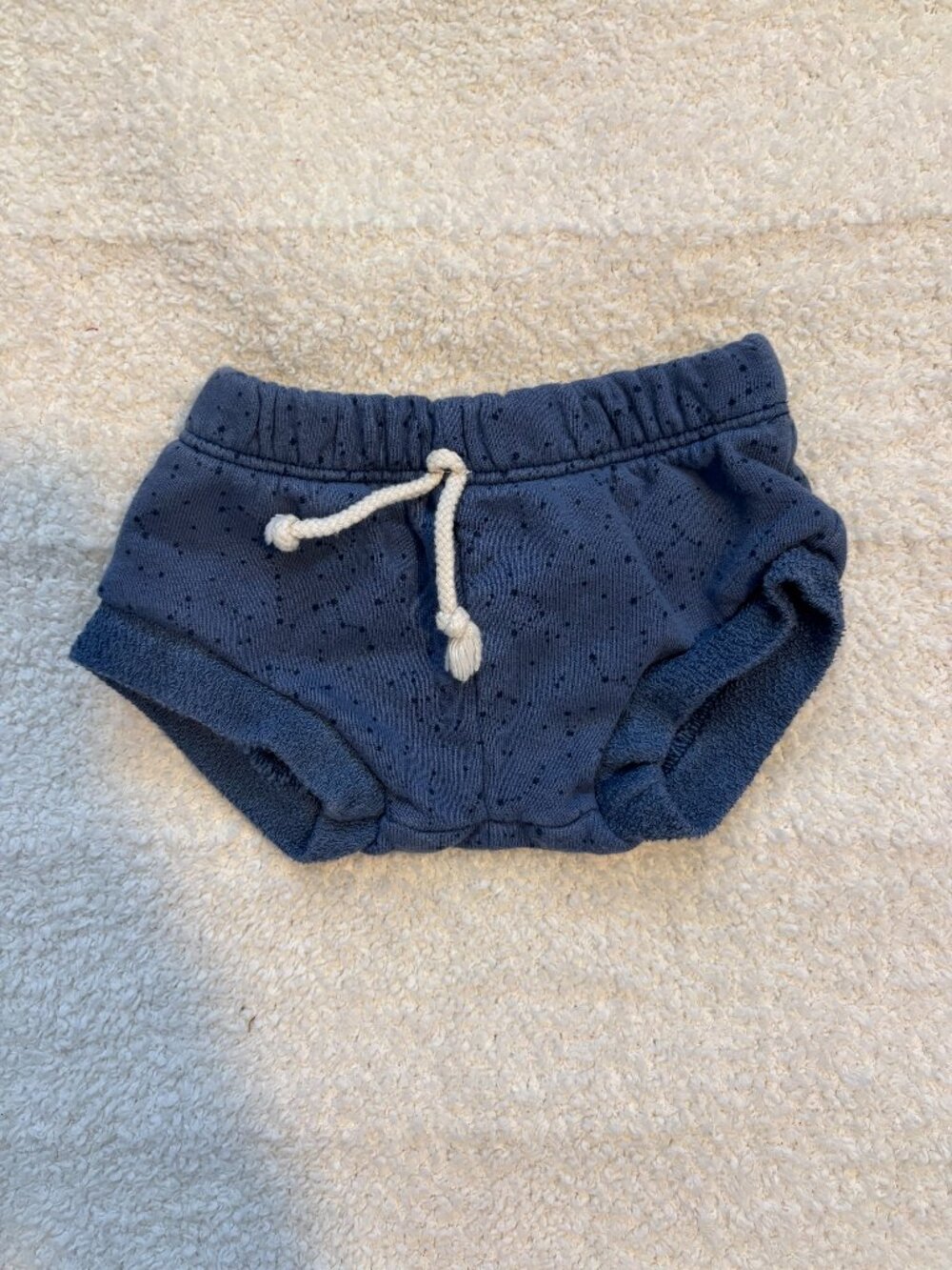 Childhoods blue with darker blue dots shorties with decorative drawstring